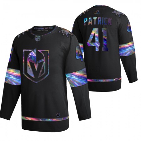 Vegas Golden Knights Nolan Patrick 41 2021-22 Iriserend holografisch Zwart Authentic Shirt - Mannen